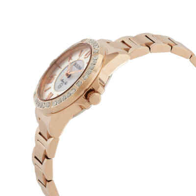 Pre-owned Bulova Marine Star Quartz Diamond White Mop Dial Ladies Watch 98r295