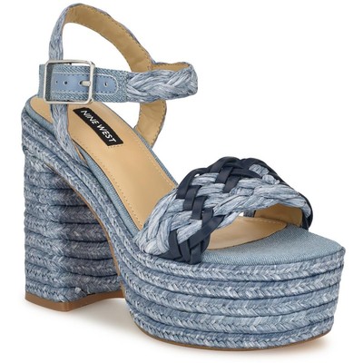 Женские босоножки-эспадрильи Nine West Jolane синего цвета на среднем каблуке 5,5 (B,M) BHFO 2111