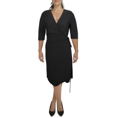 

Kiyonna Женское черное деловое платье миди с запахом и поясом плюс  BHFO 1762, Черный