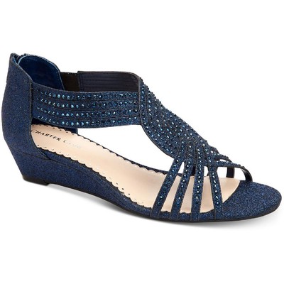 

Женские темно-синие сандалии на танкетке Charter Club Ginifur, средний размер (B,M) BHFO 4771, Navy embellished
