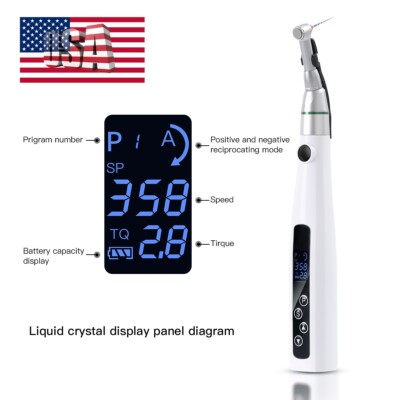 Dental Wireless LED 16:1 Reduction Contra Angle Mini Endo Motor 360° Automatic