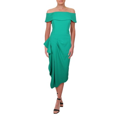 Женское зеленое асимметричное миди-платье для коктейлей и вечеринок Betsy & Adam, 10 BHFO 2685