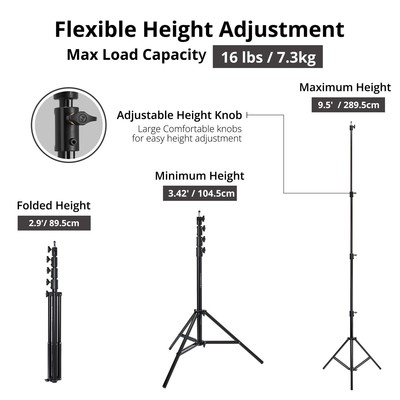 Flashpoint Pro Air-Cushioned Heavy-Duty Light Stand (Black, 9.5') #FP-S-9-V2