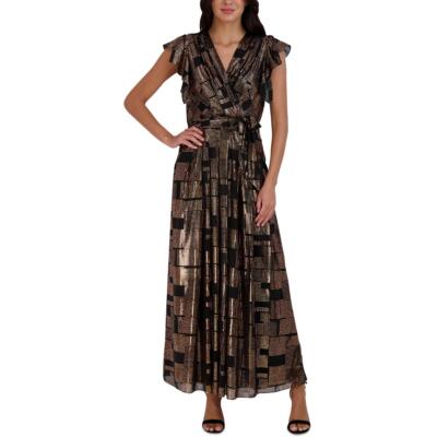 Donna Ricco Womens Black Metallic Long Party Maxi Dress 2 BHFO 7824