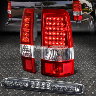 ХРОМИРОВАННЫЙ КРАСНЫЙ СВЕТОДИОДНЫЙ ЗАДНИЙ ФОНАРЬ + ЗАТЕМНЕННЫЙ 3-Й СТОП-СИГНАЛ И ГРУЗОВОЙ ФОНАРЬ ДЛЯ 03-07 SILVERADO/GMC SIERRA