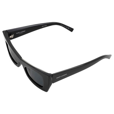 Pre-owned Saint Laurent Black Cat Eye Ladies Sunglasses Sl 702 001 49 Sl 702 001 49 In Gray