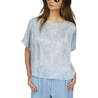 MICHAEL Michael Kors Женская синяя блузка с вырезом лодочкой и длинным рукавом M BHFO 0839