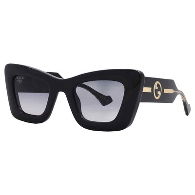 Pre-owned Gucci Grey Gradient Cat Eye Ladies Sunglasses Gg1552s 001 49 Gg1552s 001 49 In Gray
