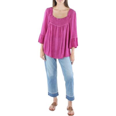 

Рубашка-рубашка Ninety Womens Woven с расклешенными рукавами BHFO 2315, Berry