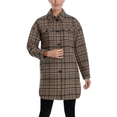 

Женская куртка средней длины из смесовой шерсти с клетчатым принтом BCBGeneration, Black/camel plaid, B321271F36