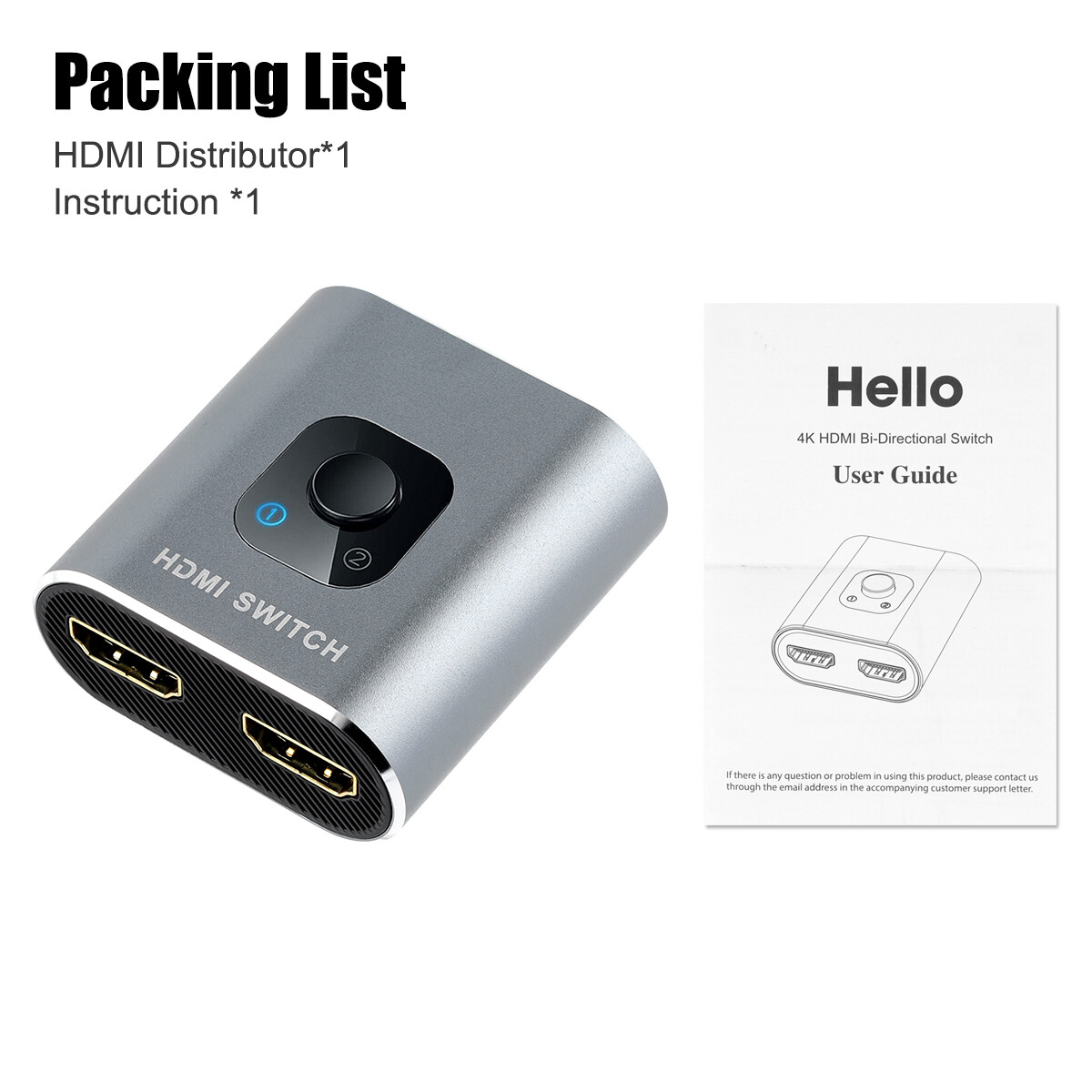 Bi-Directional 4K HDMI 2.0 Switcher Splitter Cable HUB 2 in 1 out & 1 in 2 out