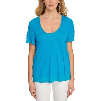 

Женская синяя футболка с круглым вырезом DKNY  BHFO 3574, Tropical