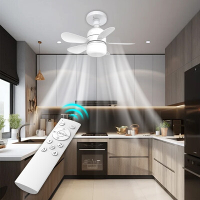 Ceiling Fan E26/E27 Socket Fan 50W with Dimmable LED Light and Remote Controller