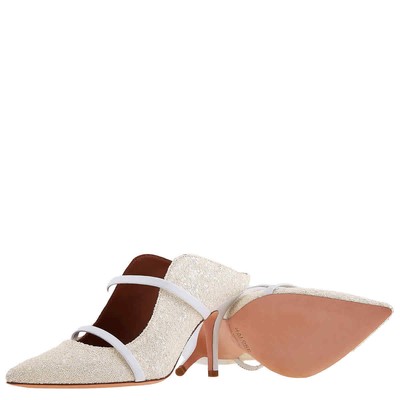 Pre-owned Malone Souliers Ladies Maureen 70 Double Straps Leather Mules In White