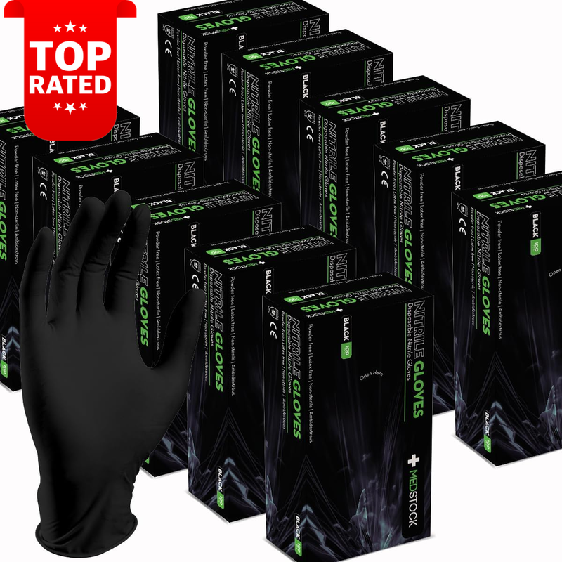 Black Nitrile Disposable Gloves Food Safe Powder Free Medical Grade Kitchen Use