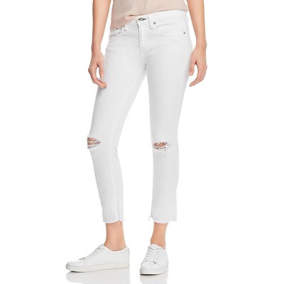 

Белые укороченные джинсы-бойфренды до щиколотки Rag - Bone Womens Dre  BHFO 5577, White w/holes
