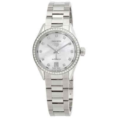 Pre-owned Tag Heuer Carrera Automatic Diamond White Mop Dial Ladies Watch Wbn2414.ba0621