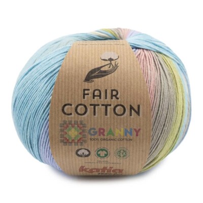 Katia ::Fair Cotton Granny #305:: 100% organic cotton Red-Taupe-Coral-Rose