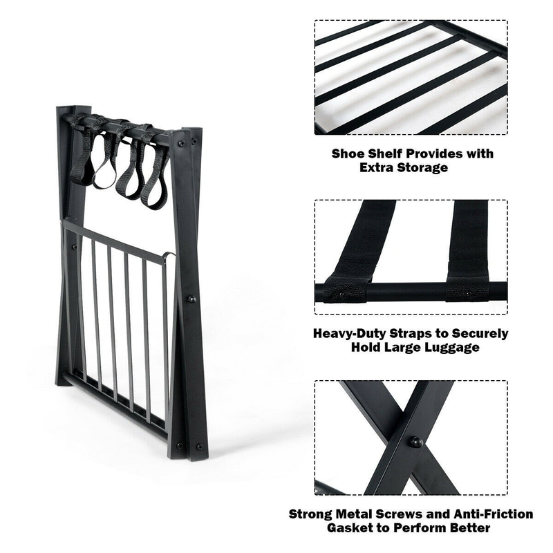 Set Of 2 Folding Metal Luggage Rack Suitcase