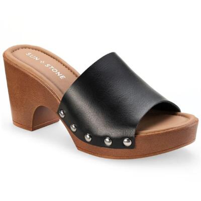 

Черные босоножки без задника Sun + Stone Alina 8.5 Medium (B,M) BHFO 7470, Black smooth
