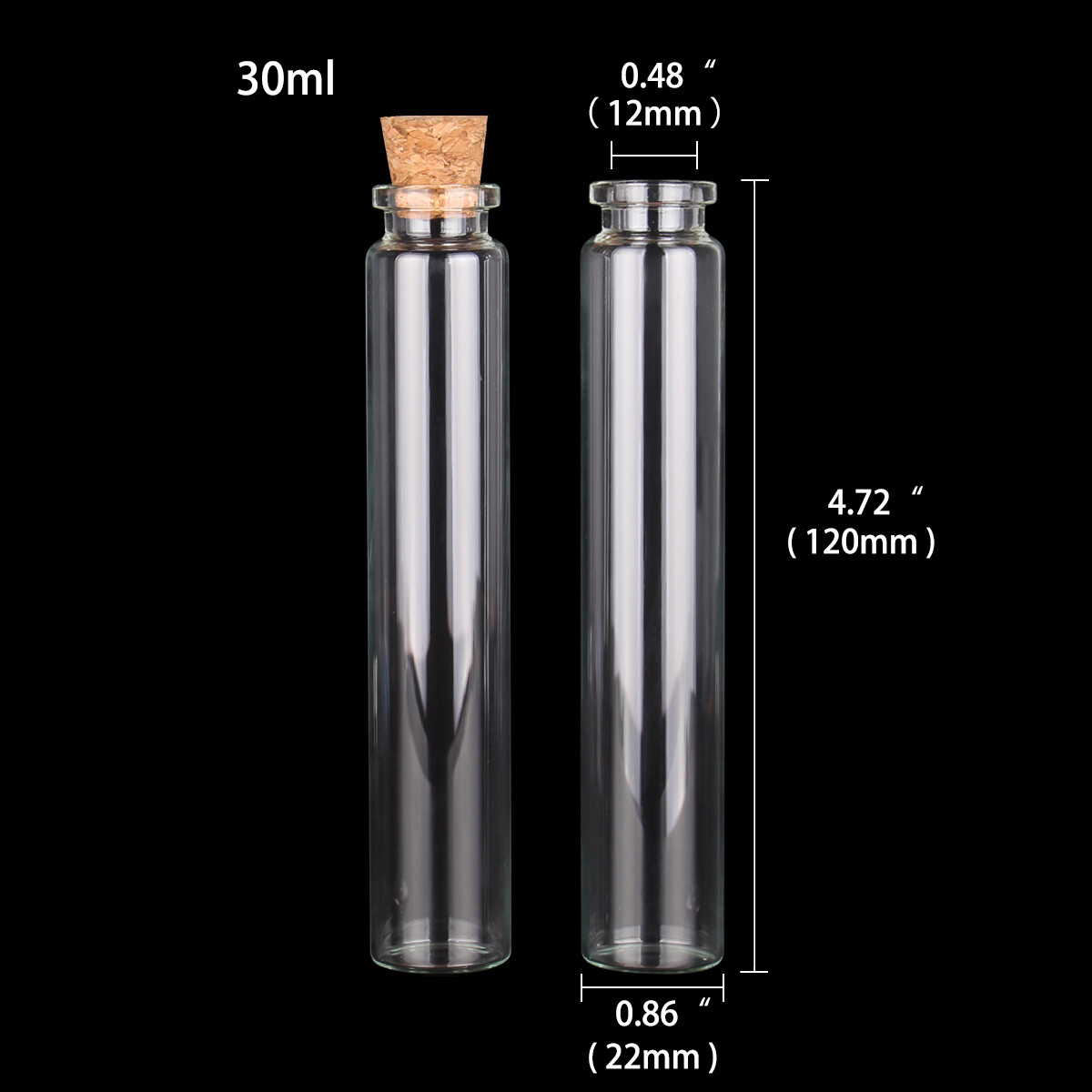 12pcs/lot mini Glass Bottles with Cork Stopper 5ml/10/20/25/30ml 8 Sizes U-pick