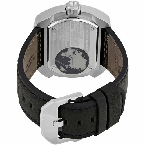 Pre-owned Sevenfriday Men's Watch Q Series Power Reserve Black And Silver Tone Dial Q1-03