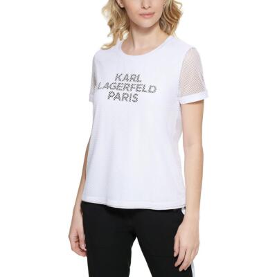 

Женская футболка с сетчатым логотипом Karl Lagerfeld Paris BHFO 9548, Белый
