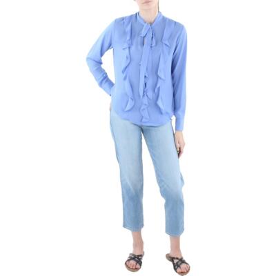 

Женская блузка с рюшами и завязками на воротнике Lauren Ralph Lauren BHFO 0780, Blue loch