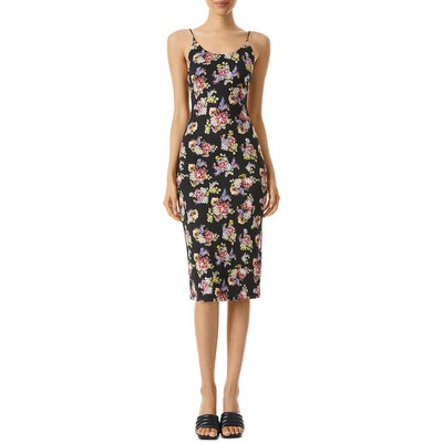 

Женское черное летнее платье-миди до колен Alice and Olivia с цветочным принтом  BHFO 8708, Magnolia floral