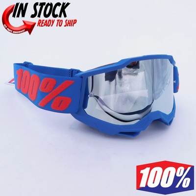 2022 100% ACCURI 2 ODEON W/ MIRROR SILVER LENS MX MOTOCROSS DIRTBIKE ATV GOGGLES
