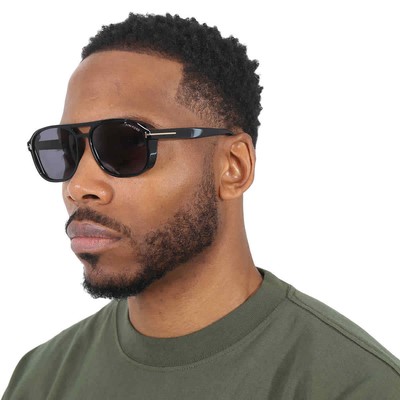 Pre-owned Tom Ford Rosco Smoke Pilot Men's Sunglasses Ft1022 01a 58 Ft1022 01a 58 In Gray