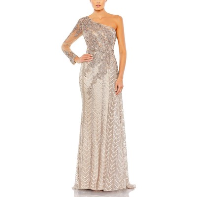 Женское вечернее платье Mac Duggal темно-серого цвета с украшением на одно плечо, 8 BHFO 1497