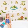 Removable Cute Frog Wall Decals Peel and Stick Frogs Dragonflies Lotus Pond Wall Stickers Set DIY Individual Stickers Kids Room Playroom Nursery Wall Decor