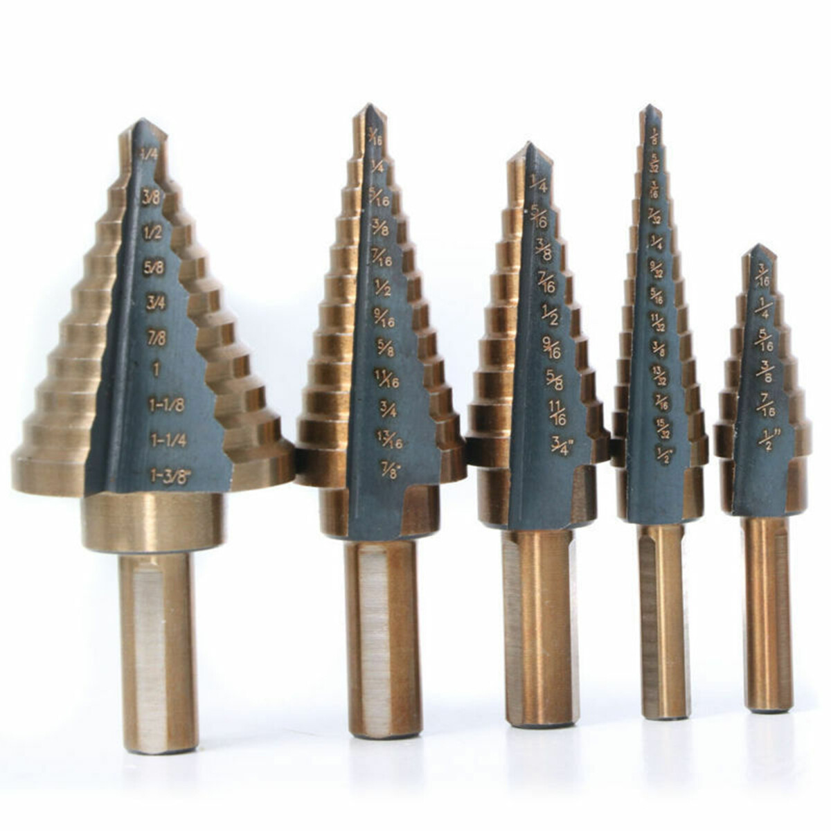 5pcs Hss Cobalt Multiple Hole 50 Sizes Step Drill Bit Hog Set W