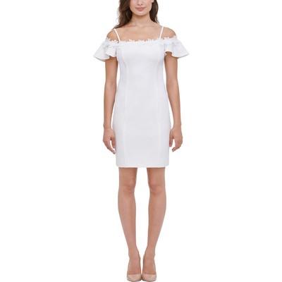Kensie Womens Ivory Crepe Cold Shoulder Cocktail And Party Dress 14 BHFO 4292
