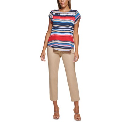 

Женская темно-синяя блузка в полоску с принтом DKNY, рубашка Petites  BHFO 9048, Nautical stripe