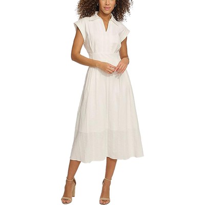 Женское платье-миди в полоску с белым воротником Kensie Womens 10 BHFO 5823
