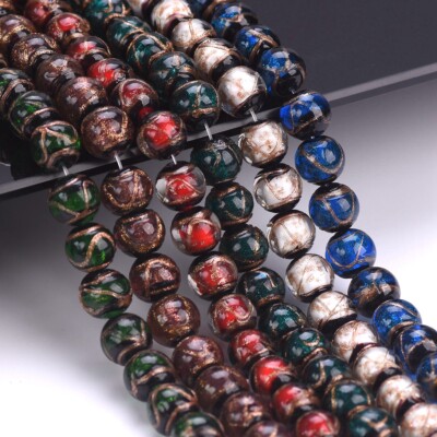 5pcs 12mm Round Glossy Handmade Lampwork Glass Loose Beads For Jewelry Making