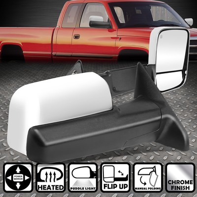 ДЛЯ 2009-2016 DODGE RAM 1500-5500 ХРОМИРОВАННОЕ БОКОВОЕ БУКСИРОВОЧНОЕ ЗЕРКАЛО С ЭЛЕКТРОПРИВОДОМ И ПОДОГРЕВОМ