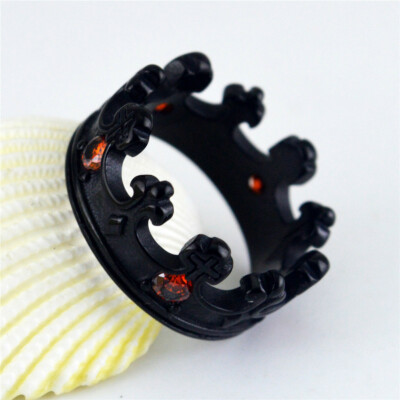 VINTAGE ROYAL CROWN RINGS STAINLESS STEEL MEN WOMEN GOTHIC CROSS CROWN PUNK RING