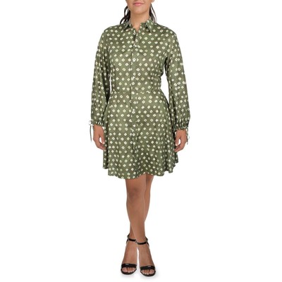 

Женское зеленое хлопковое платье-рубашка с принтом Polo Ralph Lauren  BHFO 1209, Olive/white multi