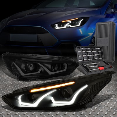 ДЛЯ 15-18 ФАР FORD FOCUS LED HALO PROJECTOR ЛАМПА + НАБОР ИНСТРУМЕНТОВ ТОНИРОВАННАЯ/ПРОЗРАЧНАЯ