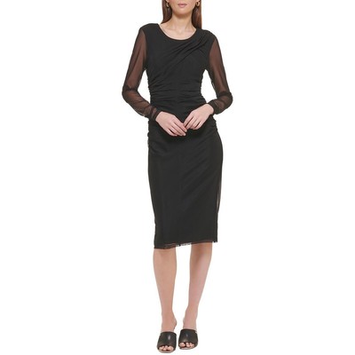 Женское вечернее миди-платье DKNY Black Illusion с рюшами XS BHFO 2140