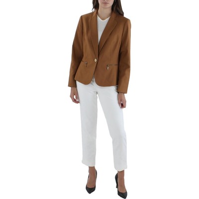 

Женский блейзер на одной пуговице с коричневым воротником Le Suit  BHFO 7172, Dark toffee