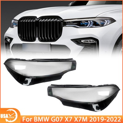 A Pair Headlight Lens Headlamp Cover Shell For BMW G07 X7 X7M 2019-2022