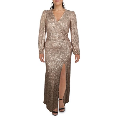 

Женское розовое вечернее платье макси с блестками Xscape  BHFO 9542, Nude/blush