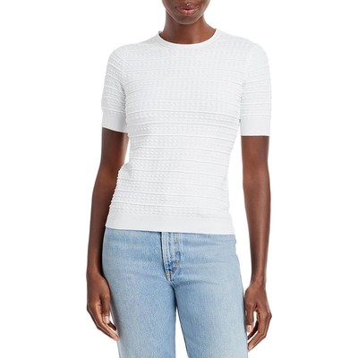 

Женская белая футболка Rebecca Taylor Slub в рубчик стрейч, топ  BHFO 8225, Белый