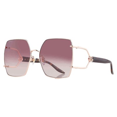 Pre-owned Gucci Burgundy Gradient Butterfly Ladies Sunglasses Gg1564sa 002 61 In Red