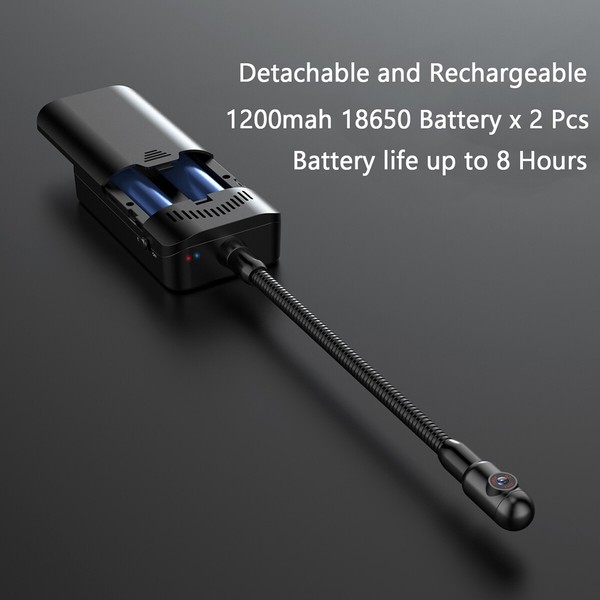 Portable rechargeable battery pack with flexible cable.