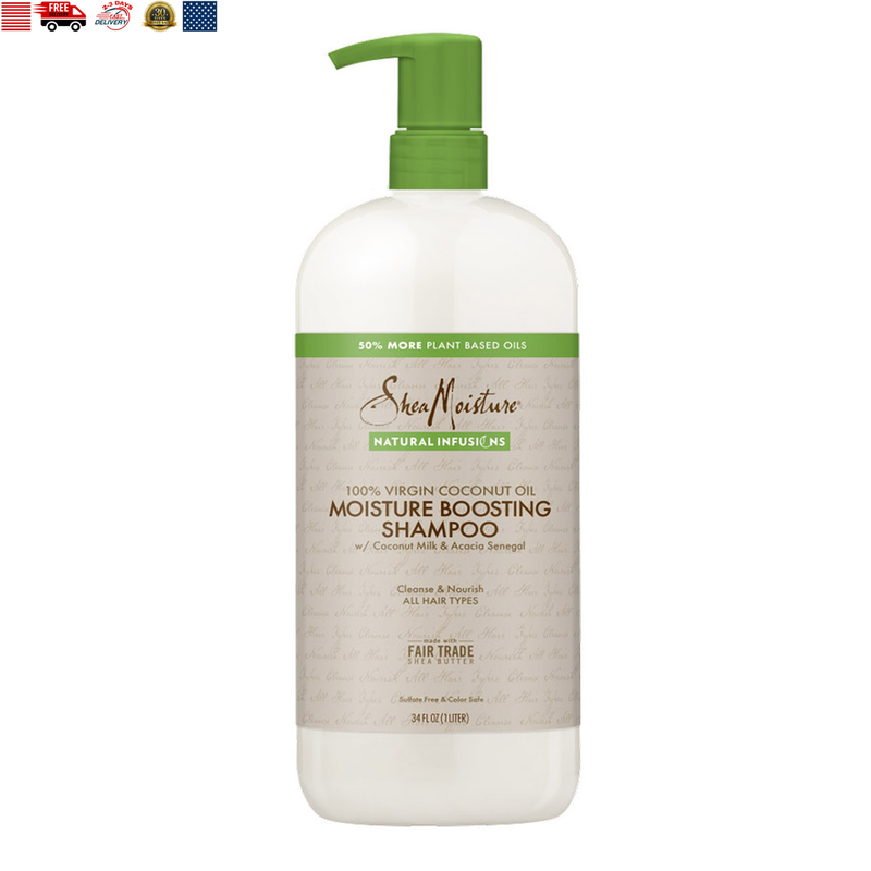 Sheamoisture Natural Infusions Moisture Boosting Shampoo, 34 Fl Oz, Coconut Oil.
